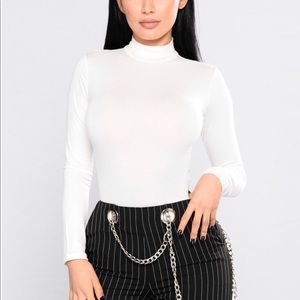 “You Coming With” White Mockneck Bodysuit